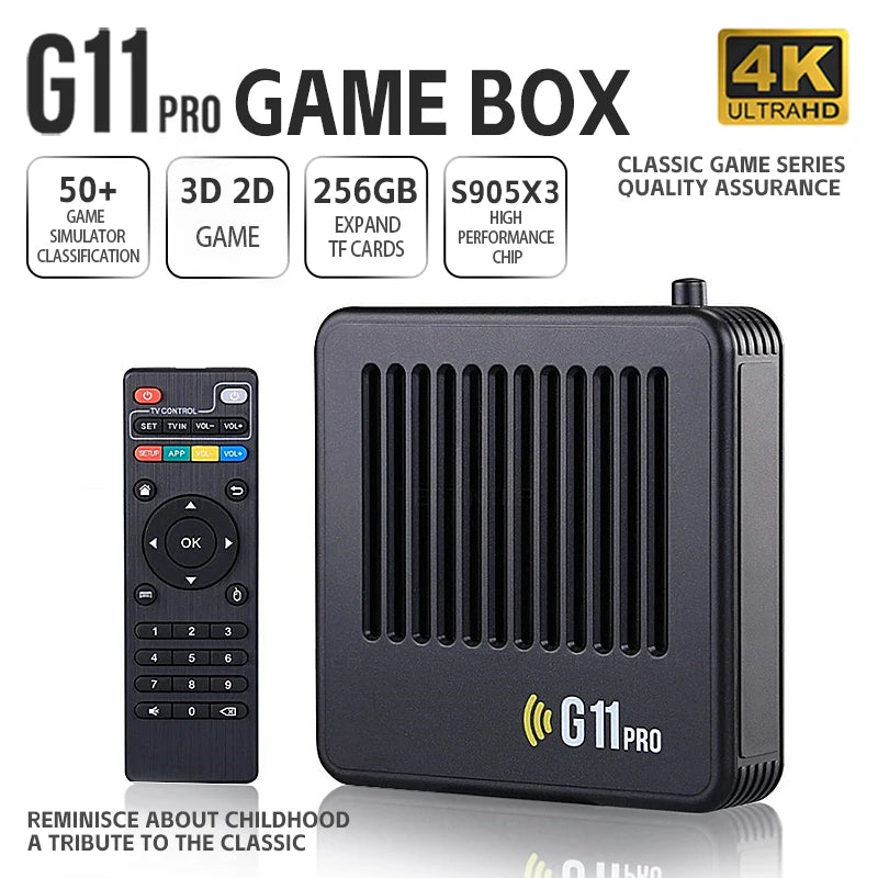 G11 Pro Game Box 4K HD TV Game Stick Video Game Console 128G Built in 40000 Retro Games Portable Game Player Wireless Gamepad HHFMpro