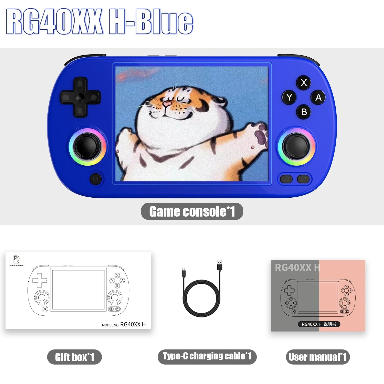 ANBERNIC RG40XX H Handheld Game Console 4.0-in 640*480 IPS Screen 3200mAh 64 Bit System With RGB Light Built in 5K+Games RG40XXH HHFMpro