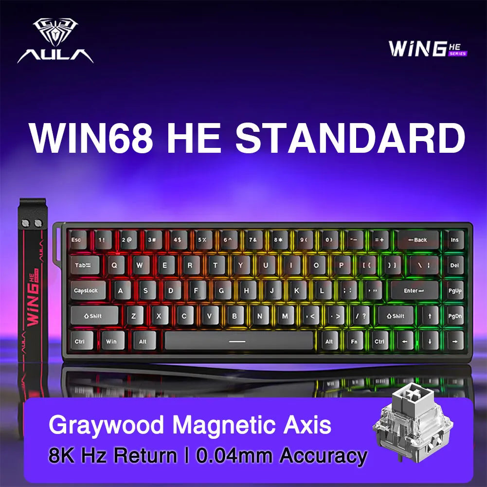 AULA WIN60 WIN68 HE Esports Magnetic Switch Keyboard Rapid Trigger 8K Return RGB Hotswap 60% 68% Custom Game Keyboard HHFMpro
