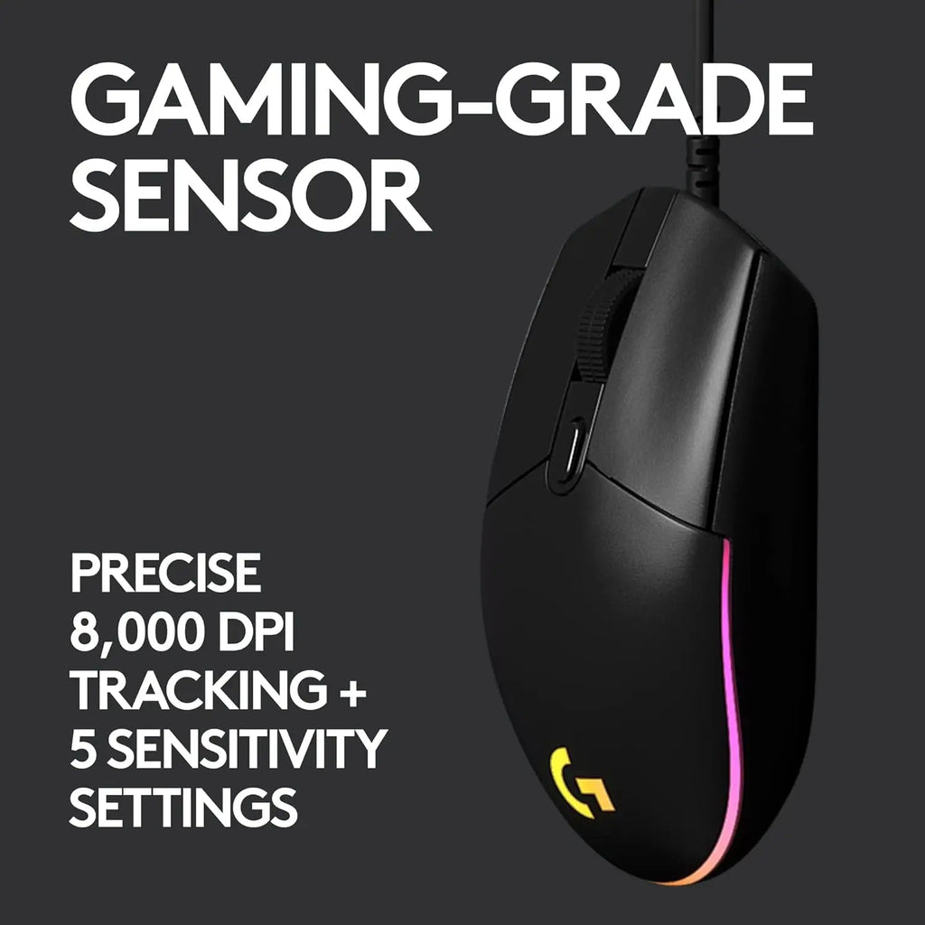 Logitech G102 Gaming Mouse - Lightsync RGB, High Precision Sensor, 6 Programmable Buttons, 85g Lightweight Design, HHFMpro