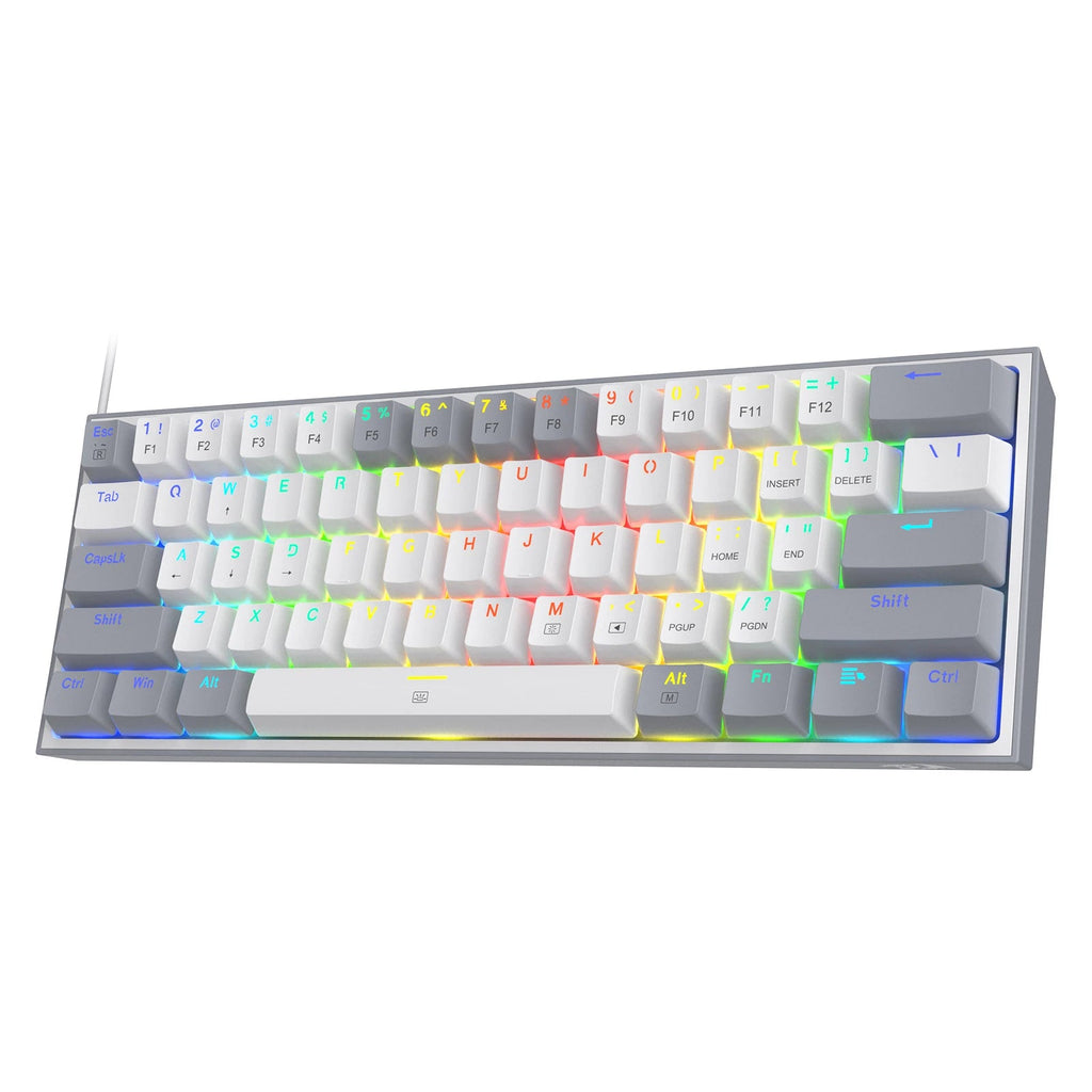 Redragon K617 Fizz 60% Wired RGB Gaming Keyboard, 61 Keys Hot-Swap Compact Mechanical Keyboard Red Switch HHFMpro