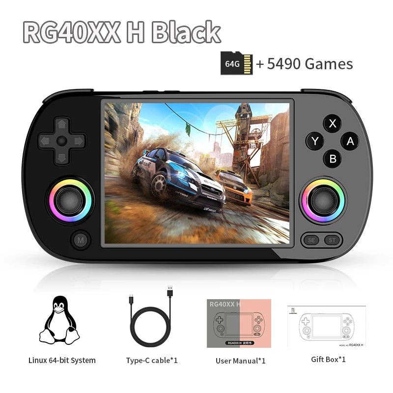 ANBERNIC RG40XX H Handheld Game Console Linux 64-bit System 4.0 inch IPS 3200mAh Retro Video Gaming Console 64G 5000+ Games Gift HHFMpro