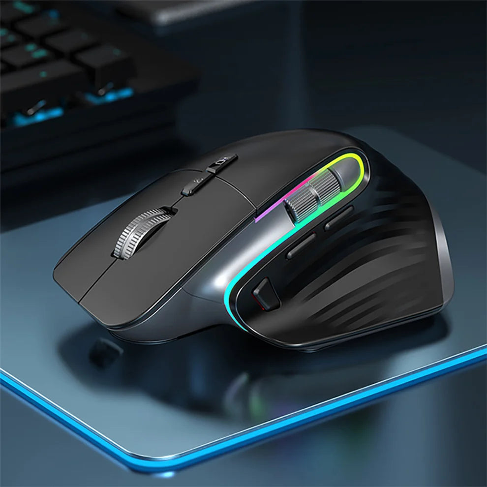 2.4G Wireless Mouse Bluetooth RGB Rechargeable Ergonomic Design Computer Mice For Computer Gaming Office HHFMpro