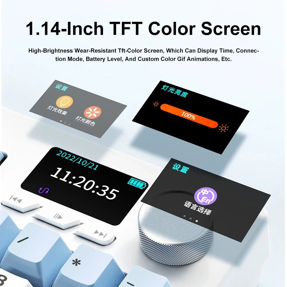 NEW Ajazz AK35I V3 MAX Tri-mode Wired Bluetooth Wireless Gaming Keyboard Gasket Full Key Hot Swap 104 Keys Customized Keyboard HHFMpro