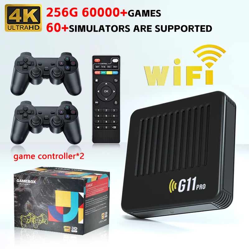 G11 Pro Game Box 4K HD TV Game Stick Video Game Console 128G Built in 40000 Retro Games Portable Game Player Wireless Gamepad HHFMpro