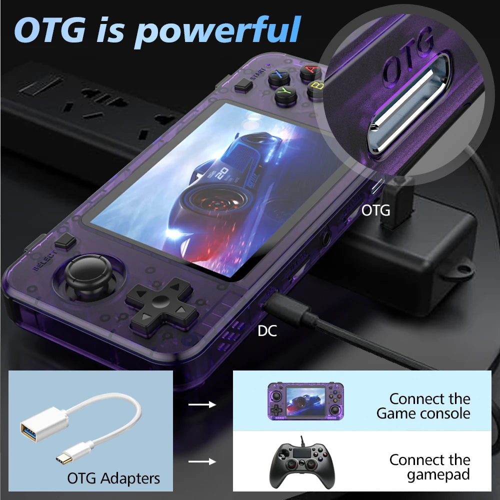 New R36H Retro Handheld Console Open-Source Linux System Classic Game Consoles 3.5 inch IPS Screen 64G Portable Video Player HHFMpro
