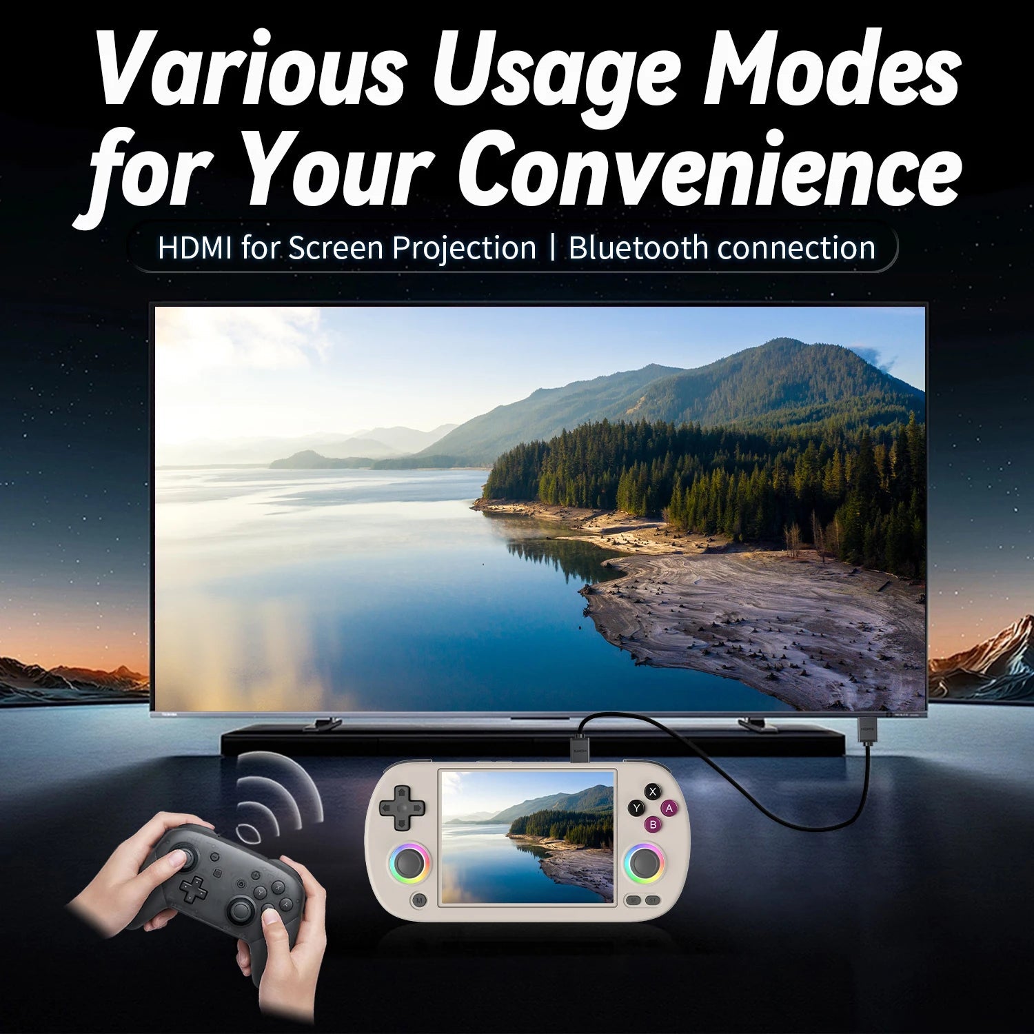 ANBERNIC RG40XX H Handheld Game Console Linux 64-bit System 4.0 inch IPS 3200mAh Retro Video Gaming Console 64G 5000+ Games Gift HHFMpro
