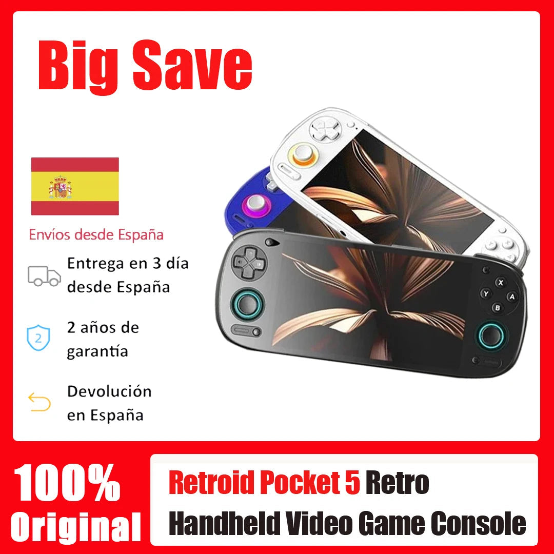 Retro Handheld Game Console Retroid Pocket 5  SD865 5.5-inch OLED HD Display Bluetooth 5.1 Android 5000mAh RP5 Gifts For Kids HHFMpro