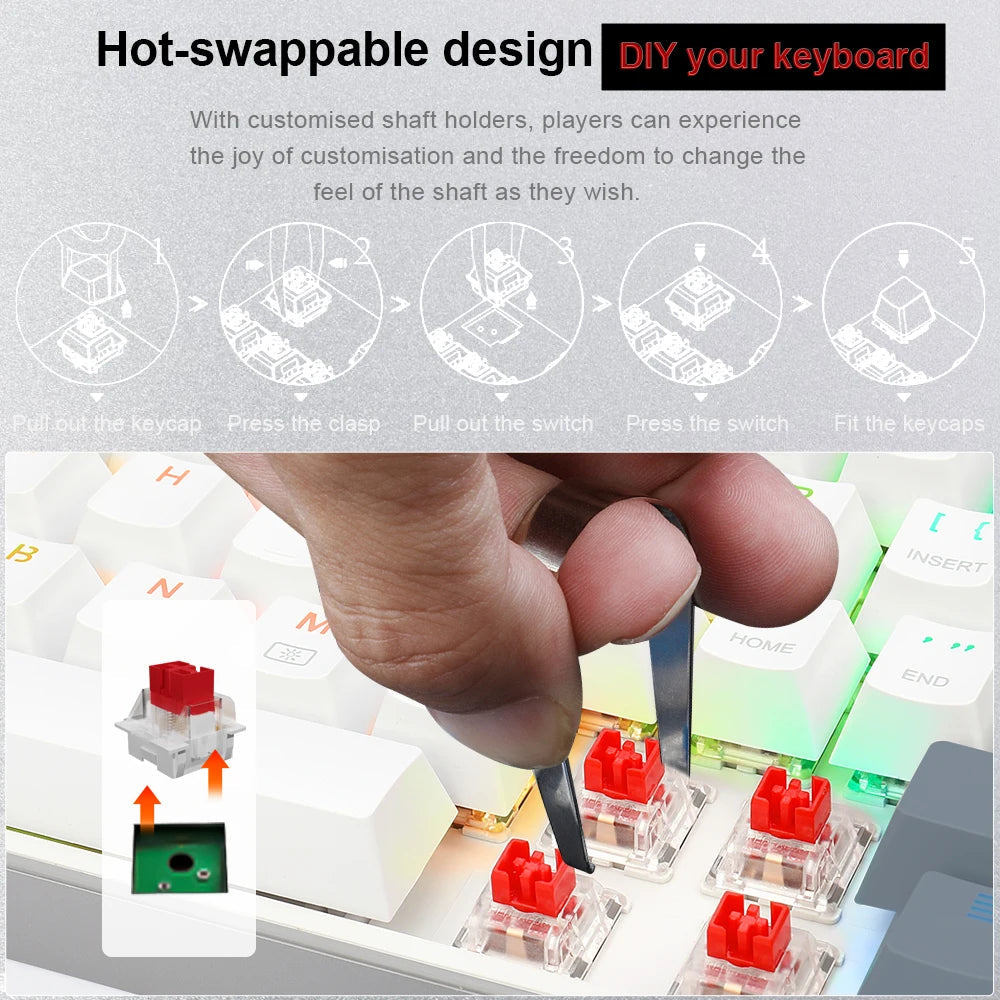E-YOOSO Z686 RGB USB 60% Mini slim Mechanical Gaming Wired Keyboard Red Switch 68 Keys Gamer for Compute PC Laptop HHFMpro