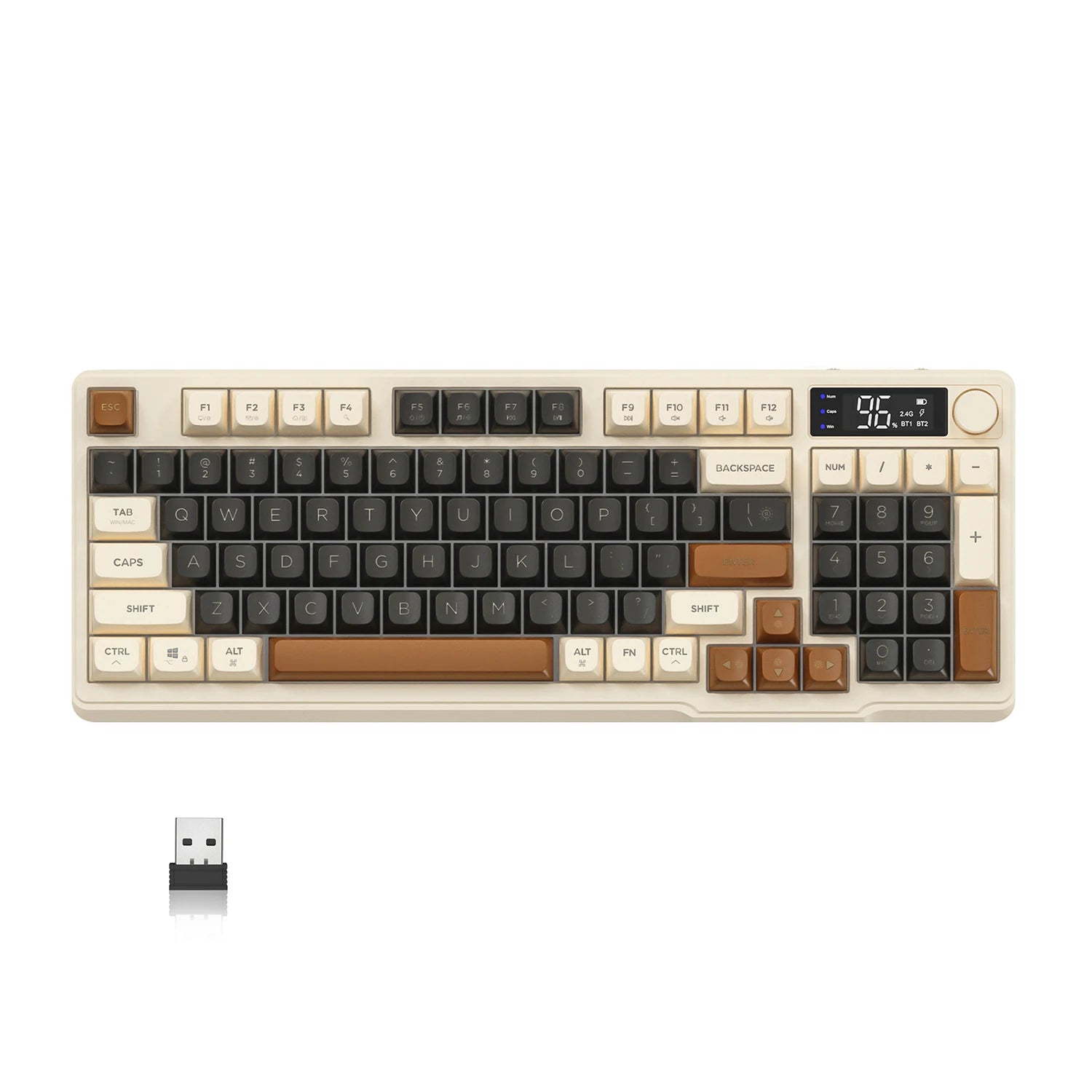 ZIYOU LANG Wireless Gaming Keyboard with Display Screen & Knob, Bluetooth/2.4GHz Quiet Membrane Keyboard, 3000mAh Rechargeable HHFMpro