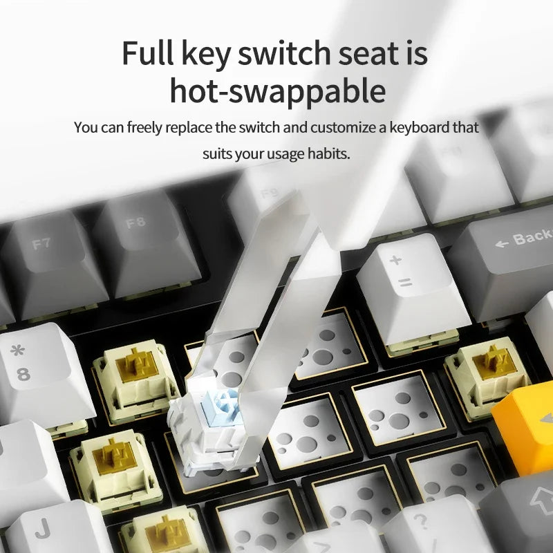 NEW Ajazz AK35I V3 MAX Tri-mode Wired Bluetooth Wireless Gaming Keyboard Gasket Full Key Hot Swap 104 Keys Customized Keyboard HHFMpro