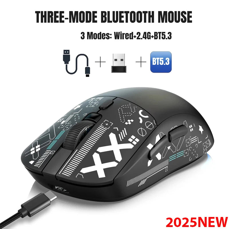 2025New Many Modes Bluetooth Gaming Mouse Rechargeable 2.4G USB Wireless RGB Backlight Mouse for iPad Tablet Laptop Computer HHFMpro