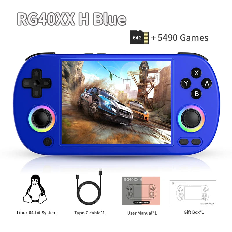 ANBERNIC RG40XX H Handheld Game Console Linux 64-bit System 4.0 inch IPS 3200mAh Retro Video Gaming Console 64G 5000+ Games Gift HHFMpro
