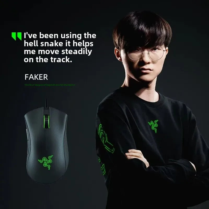 Razer DeathAdder Essential Wired Gaming Mouse Mice 6400DPI Optical Sensor 5 Independently Buttons For Laptop PC Gamer HHFMpro