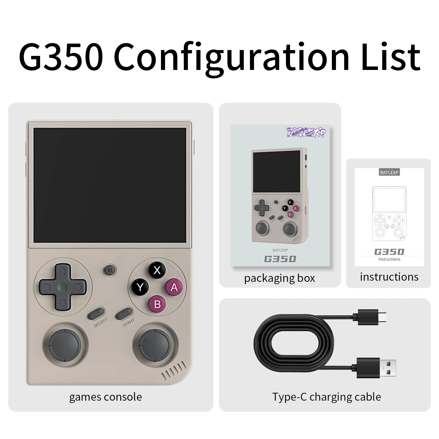 BATLEXP G350 Retro Handheld Game Console Linux 64-bit System 3.5" IPS Screen RK3326 Portable Pocket Video Player 64GB 4000 Games HHFMpro