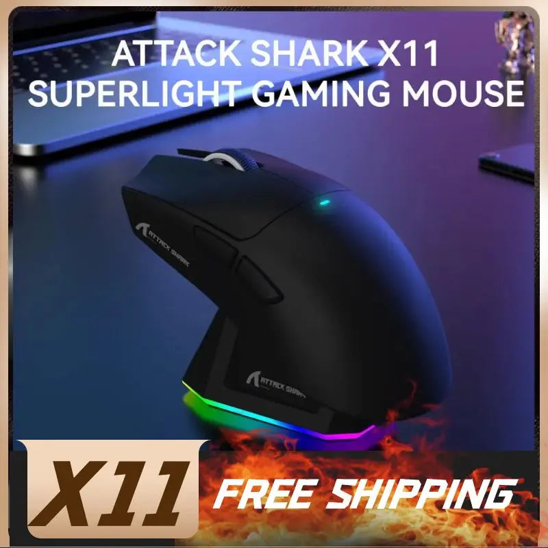 Attack Shark X11 Triple Mode Connectivity, PAW3311 Bluetooth Mouse, Touch Magnetic Charging Dock, Ultra-Light Gaming Mouse HHFMpro