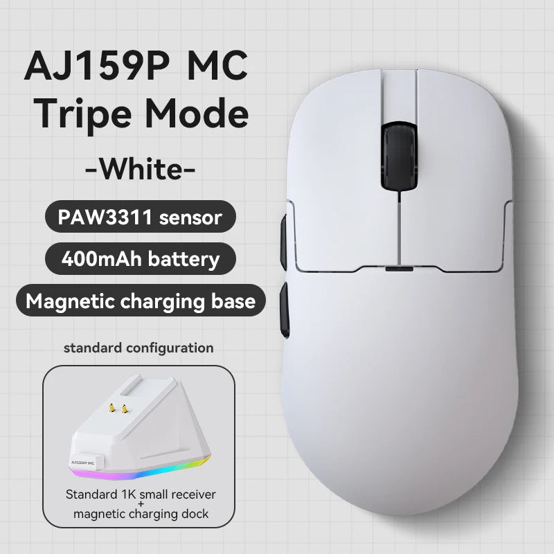 AJAZZ AJ159 APEX/AJ159PRO Wireless Gamer Mouse with RGB Magnetic Charging Base Lightweight  AJ159P Gaming Mouse for PC Laptop HHFMpro