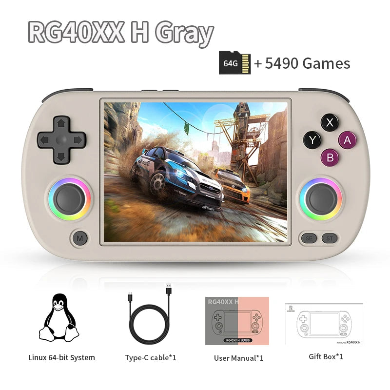 ANBERNIC RG40XX H Handheld Game Console Linux 64-bit System 4.0 inch IPS 3200mAh Retro Video Gaming Console 64G 5000+ Games Gift HHFMpro