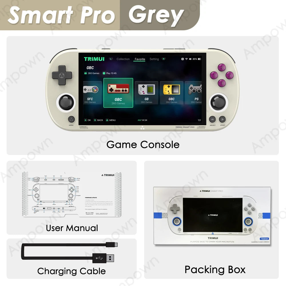 Trimui Smart Pro Handheld Game Console 4.96''IPS Screen Linux System Joystick RGB Lighting Smartpro Retro Video Game Player Gift HHFMpro