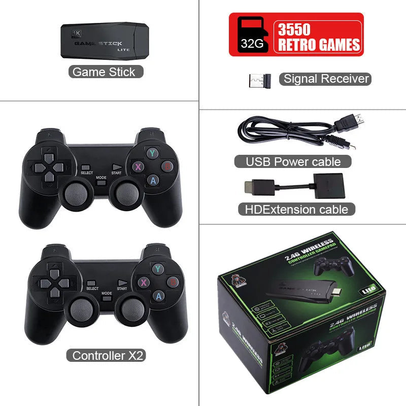 Video Game Console 2.4G Double Wireless Controller Game Stick 4K 10000 Games 64 32GB Retro Games for PS1/GBA Boy Christmas Gift HHFMpro