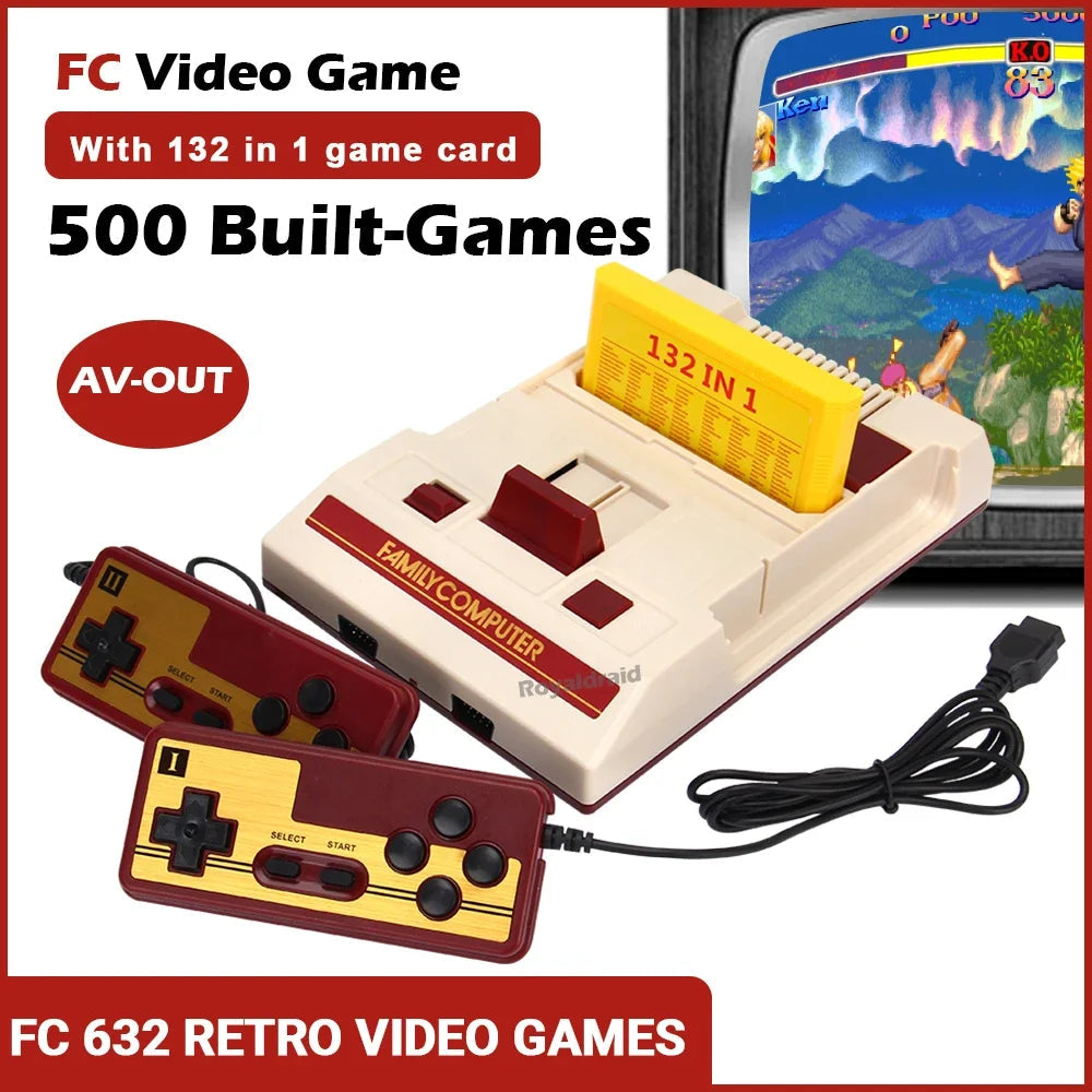 NEW 8Bit Video Game Consol Built-in 500 Classic Games Family Computer TV Game Console Support Game Cartridge For FC Retro Gaming HHFMpro
