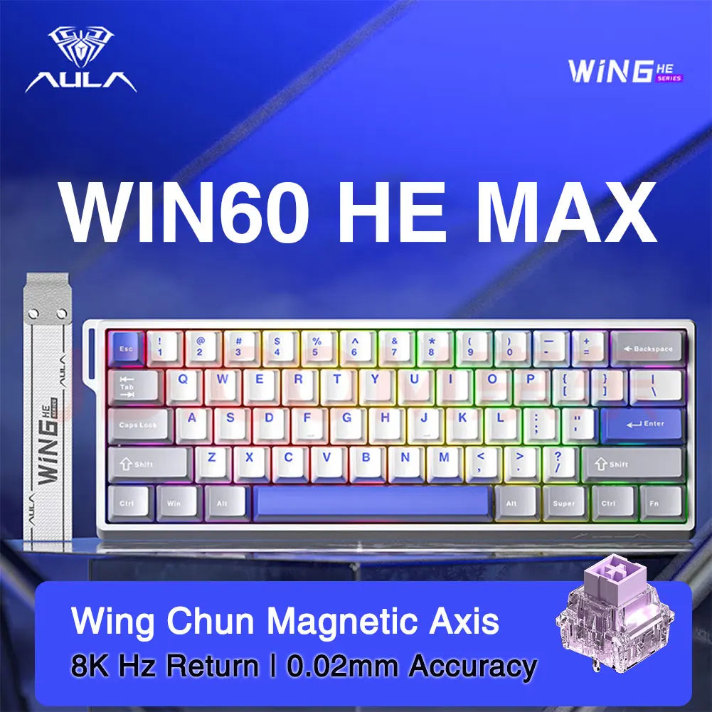 AULA WIN60 WIN68 HE Esports Magnetic Switch Keyboard Rapid Trigger 8K Return RGB Hotswap 60% 68% Custom Game Keyboard HHFMpro