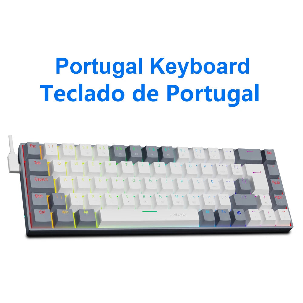 E-YOOSO Z686 RGB USB 60% Mini slim Mechanical Gaming Wired Keyboard Red Switch 68 Keys Gamer for Compute PC Laptop HHFMpro