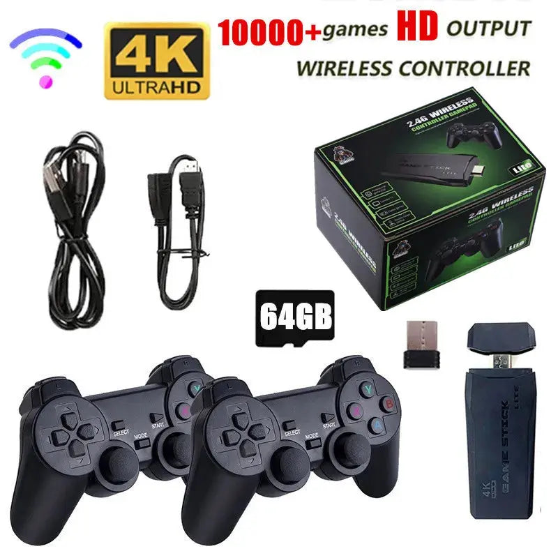 Video Game Console 2.4G Double Wireless Controller Game Stick 4K 10000 Games 64 32GB Retro Games for PS1/GBA Boy Christmas Gift HHFMpro