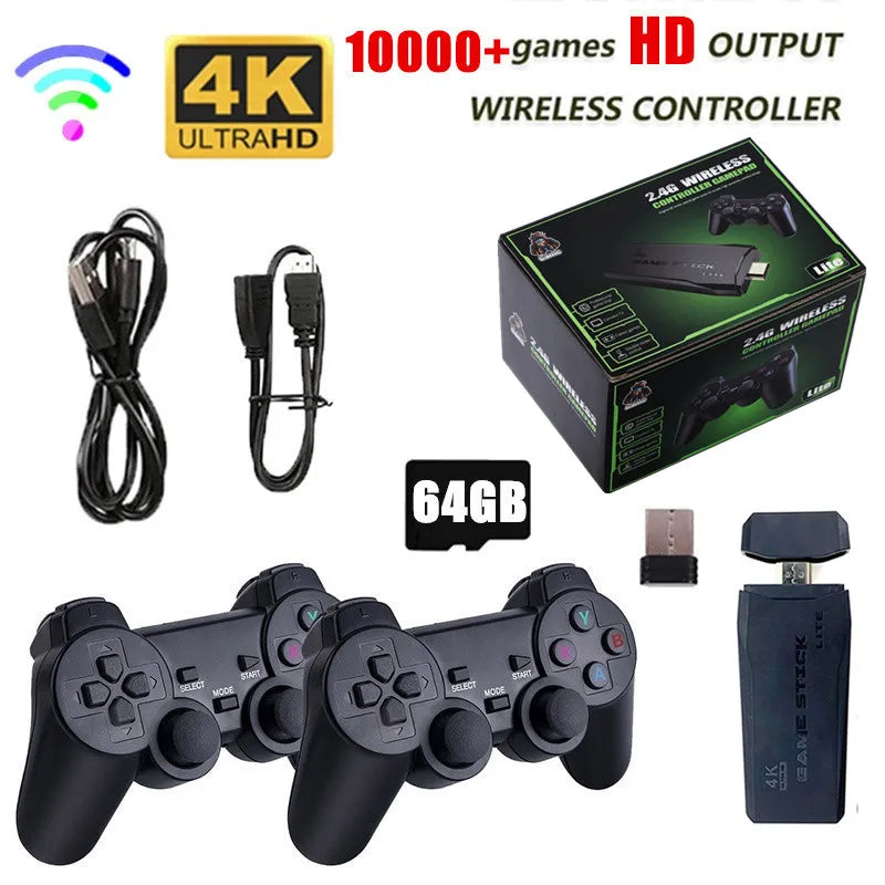 Video Game Console 2.4G Double Wireless Controller Game Stick 4K 10000 Games 64 32GB Retro Games for PS1/GBA Boy Christmas Gift HHFMpro