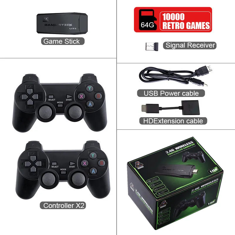 Video Game Console 2.4G Double Wireless Controller Game Stick 4K 10000 Games 64 32GB Retro Games for PS1/GBA Boy Christmas Gift HHFMpro