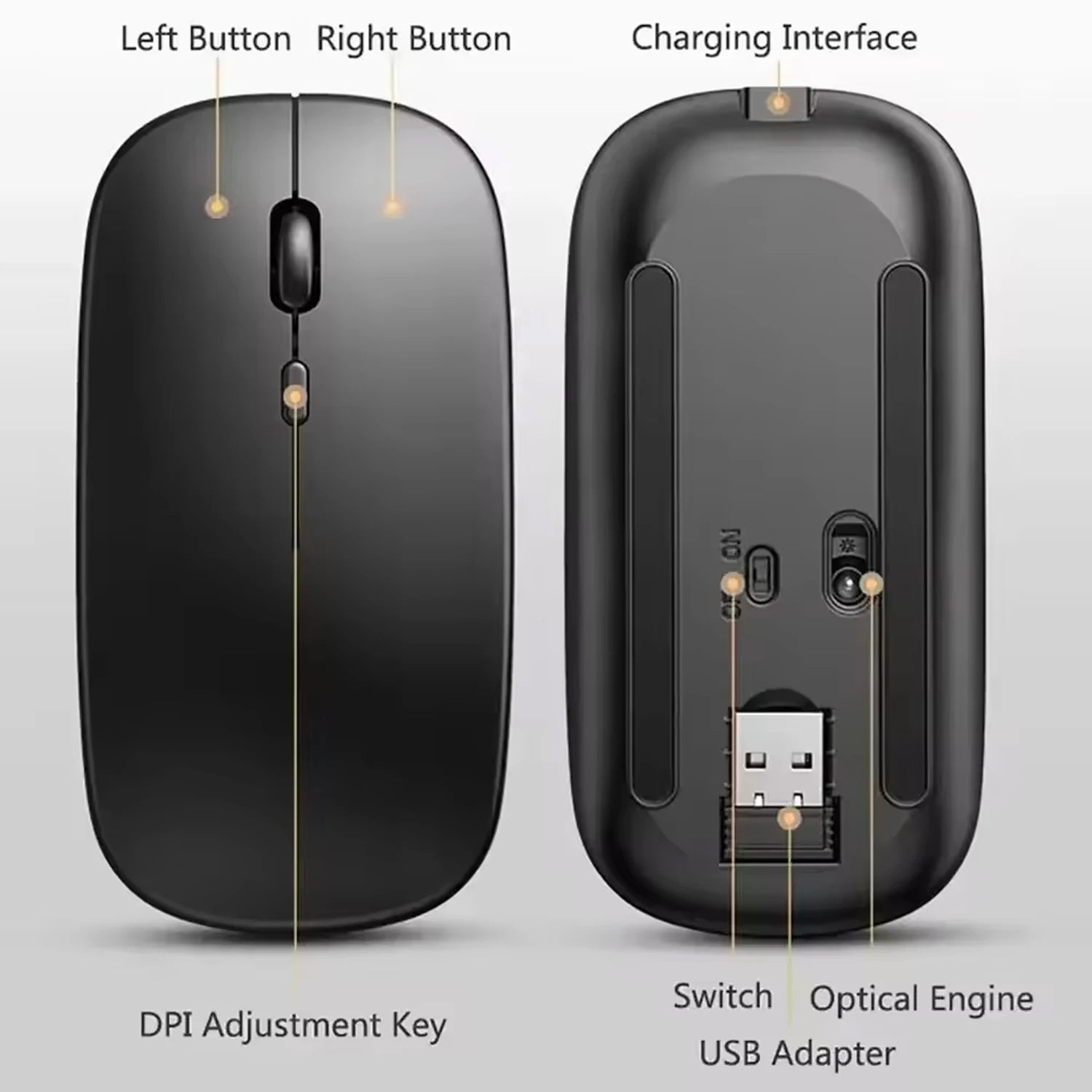 New Rechargeable Wireless Gaming Mouse Portable Ergonomic Quiet And Magical Suitable For Portable Computers Tablets IPAD Phone HHFMpro