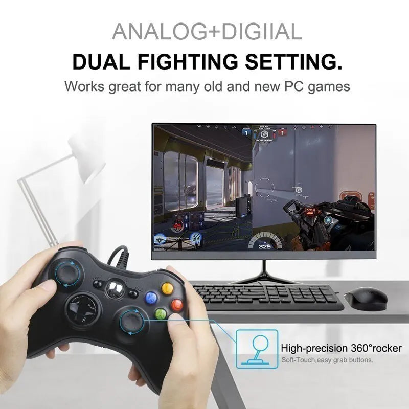 For Xbox 360 Wired Game Controller USB Wired Joystic Gamepad for Microsoft Xbox 360, PC Windows 7,8,10 with Dual-Vibration Turbo HHFMpro
