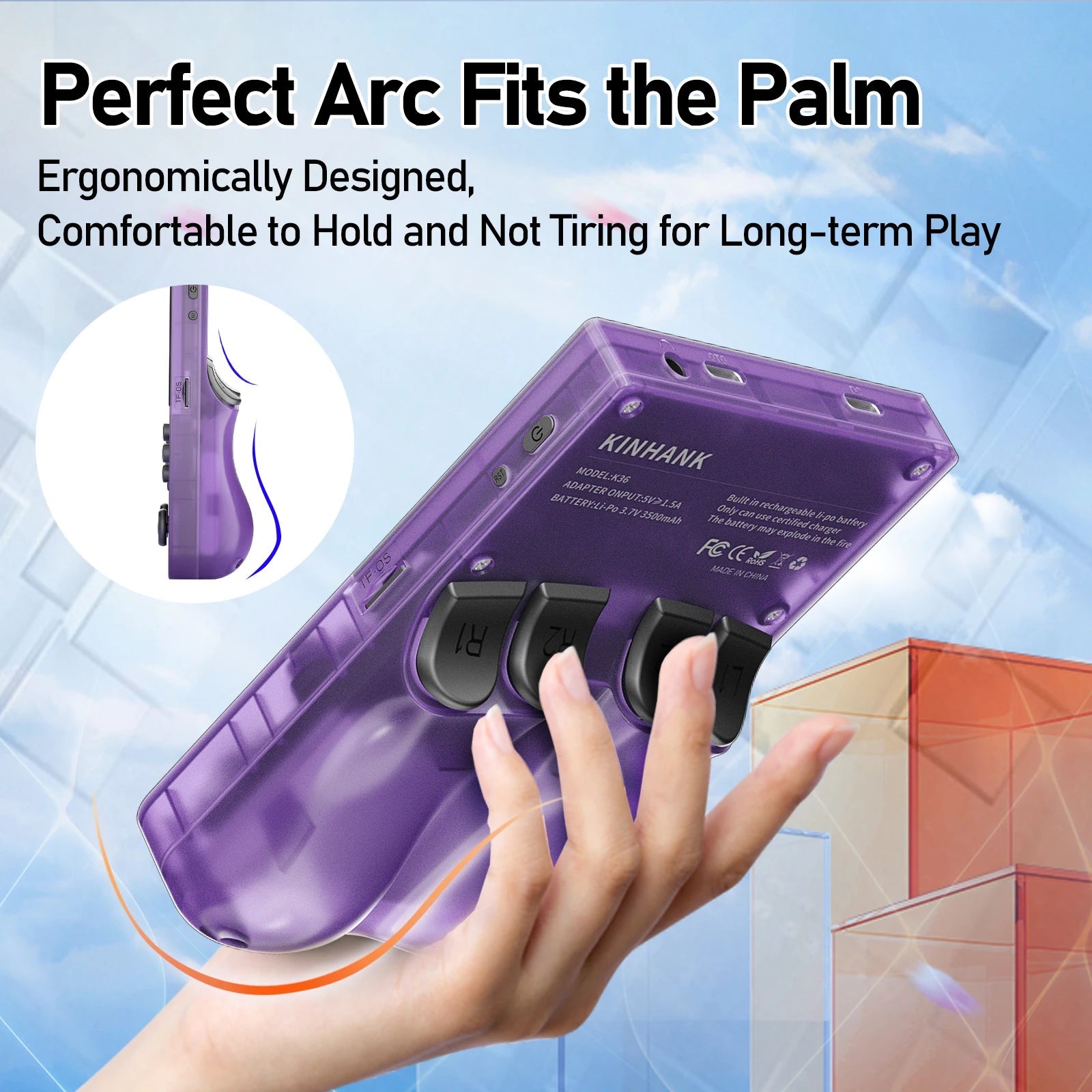 KINHANK Open Source K36 Retro Handheld Video Game Console 16000 Games Emulator for PS1/PSP/DC/N64/SS 500nit 3.5 Inch IPS Screen HHFMpro