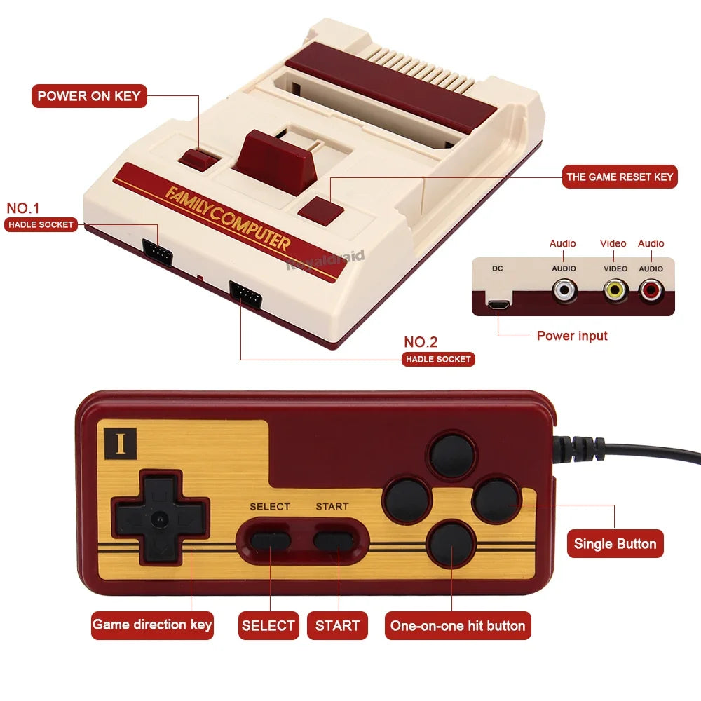 NEW 8Bit Video Game Consol Built-in 500 Classic Games Family Computer TV Game Console Support Game Cartridge For FC Retro Gaming HHFMpro