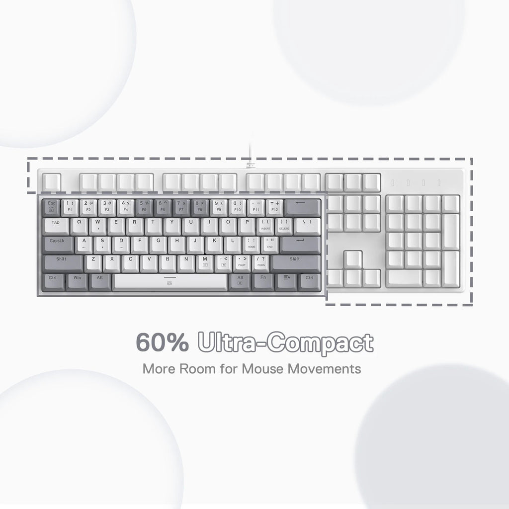 Redragon K617 Fizz 60% Wired RGB Gaming Keyboard, 61 Keys Hot-Swap Compact Mechanical Keyboard Red Switch HHFMpro